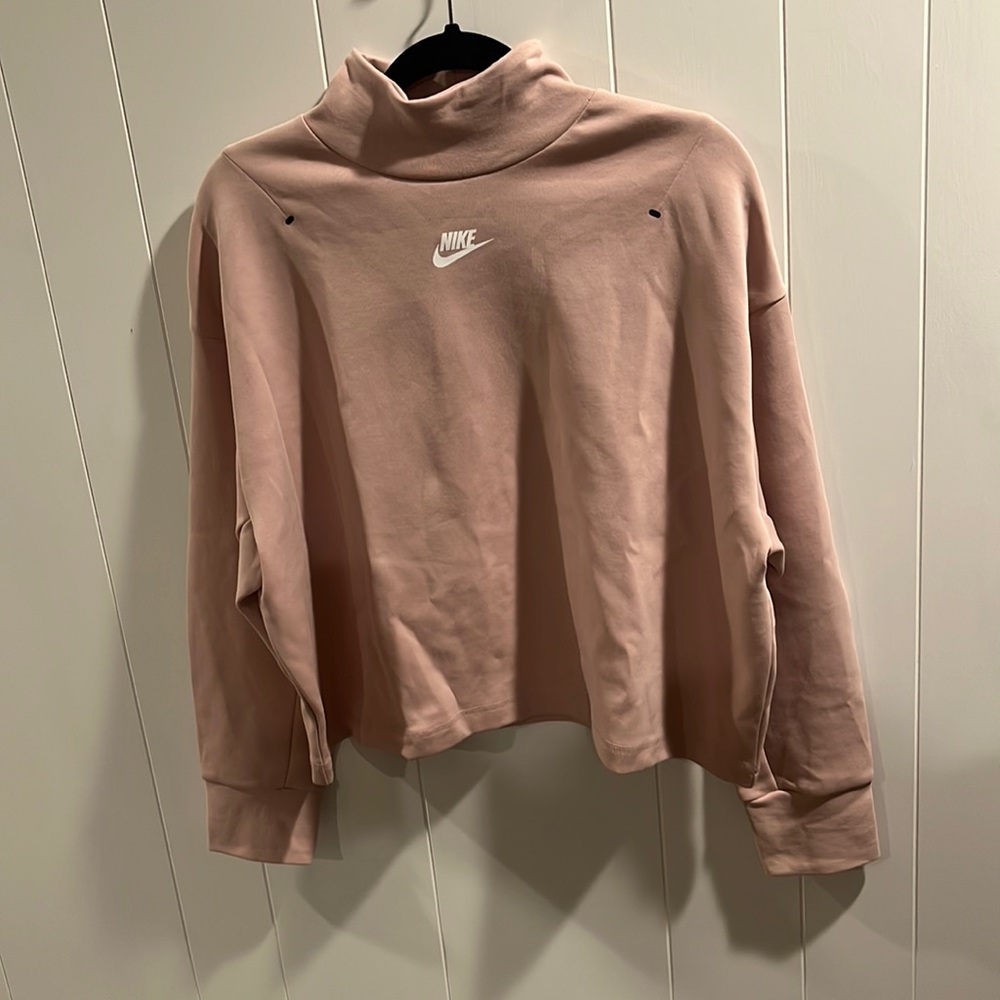 Nike Small Rose Pink Cropped Mock Neck Sweatshirt Like New